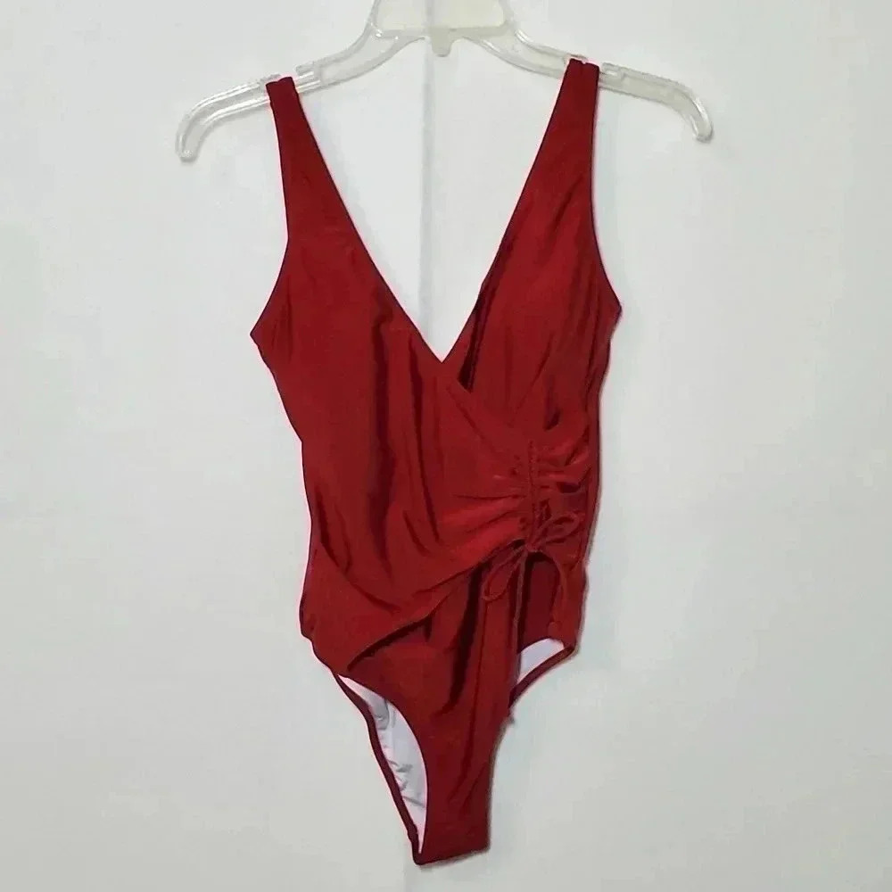 Cupshe Women's Size Medium One-Piece Maroon Swimsuit Swimming Pool Lake Summer